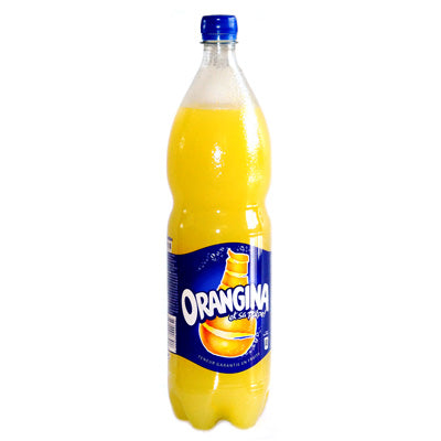 Orangina, orange fizzy drink bottle, 150cl