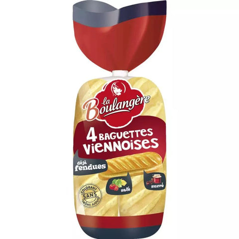 Baguettes viennoises natures x4 - Viennese Baguettes x 4 - La Boulangère, 340g