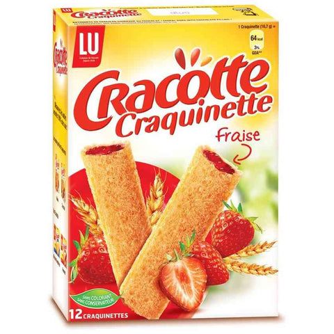 Craquinettes à la fraise x 12 -Craquinette crispbread filledwith strawberry jam - LU, 200g