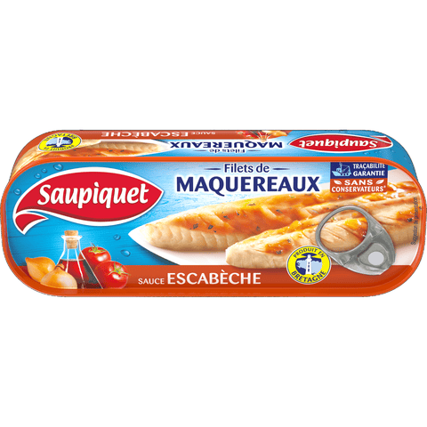 Filets de maquereaux à la sauce escabèche - Mackerel fillets & tomato & spice sauce - Saupiquet, 169g
