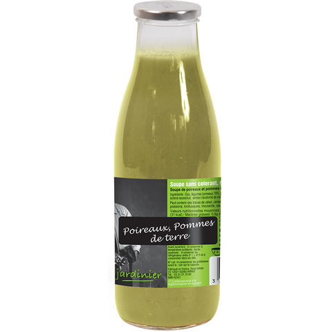 Soupe de poireaux moulinée en bocal - Papy’s soup leeks & potatoes glass bottle - Papy le Jardinier, 72c