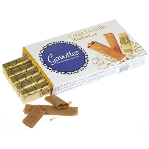 Gavottes crêpes dentelle de Bretagne x 24 - Crispy lace-looking biscuits from Brittany - Loc Maria, 125g