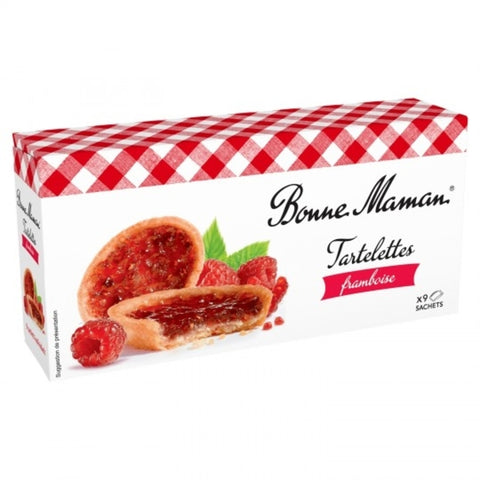 Tartelettes aux framboises x 9 emballées individuellement - Raspberry tartlet biscuits x 9 ind. wrapped - Bonne Maman, 135g