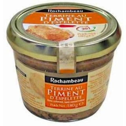 Terrine au piment d’Espelette bocal - Pork pate' with Espelette pepper glass jar - Rochambeau, 3 x 180g