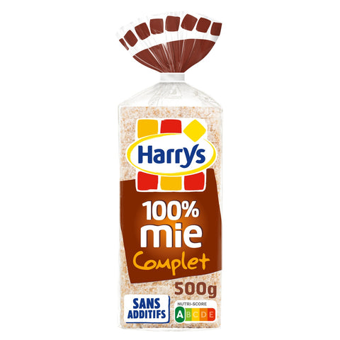 Pain de mie complet sans croute 20 petites tranches - Wholemeal crustless loaf x 20 slices - Harry's - 500g