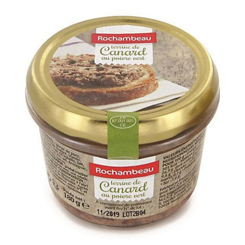 Terrine de canard au poivre vert bocal - Duck terrine with green peppercorns in jar - Rochambeau, 3 x 180g