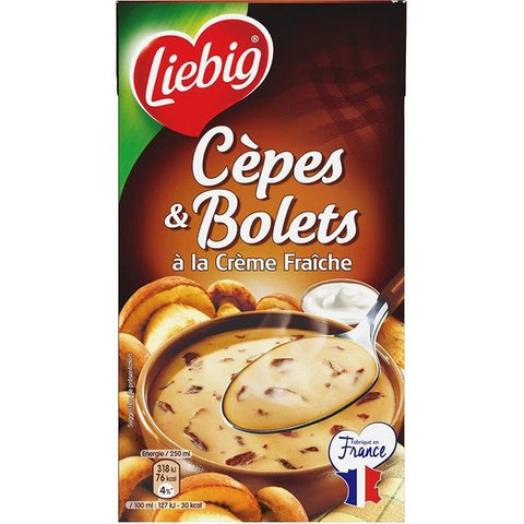 Velouté de cèpes et bolets à la crème fraîche brick - Mushrooms & cream soup carton, Liebig 1L
