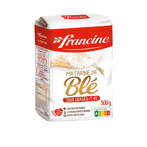 Farine de blé pack blanc T45 - Plain wheat flour T45 - Francine, 1Kg