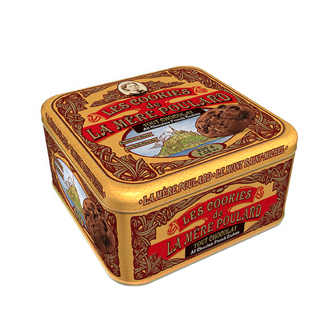 Cookies Tout Chocolat x10 boite métal - Chocolate chips & chocolate cookies x10 small metal box - Mère Poulard, 200g
