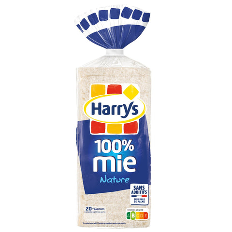 Pain de mie nature 100% mie sans croute 20 tranches - Crustless white loaf x 20 slices - Harry’s, 500g