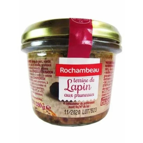 Terrine de lapin aux pruneaux bocal - Rabbit terrine with prunes glass jar - Rochambeau, 3 x 180g