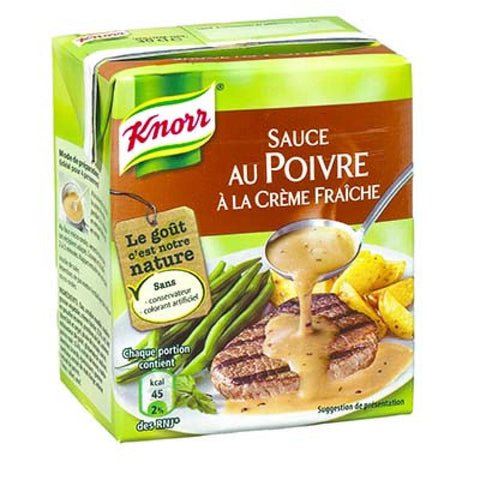 Sauce au poivre à la crème fraîche brick -Pepper & creme fraîche sauce carton - Knorr, 30cl