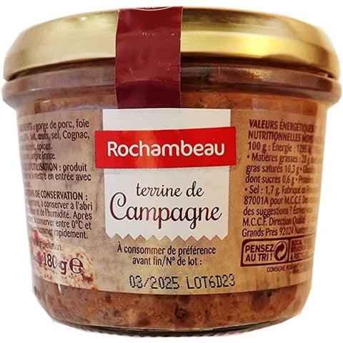 Terrine de campagne - Farmhouse pork terrine in glass jar - Rochambeau 3 x 180g