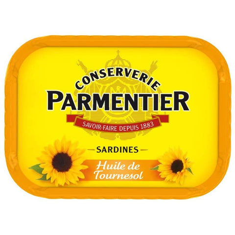 Sardines à l’huile de tournesol -Whole sardines in sunflower oil tin - Parmentier, 135g