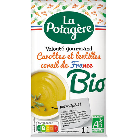 Soupe BIO velouté gourmand Carottes & lentilles corail - Organic soup Carrots & Lentils - La Potagère 2 x 30cl