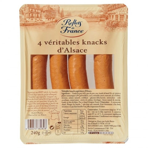 Véritables Knacks d’Alsace x 4 saucisses – Knacks Alsacian sausages x 4, Reflets de France, 240g