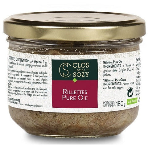 Rillettes pure Oie bocal - Goose rillettes glass jar - Clos Saint Sozy, 180g