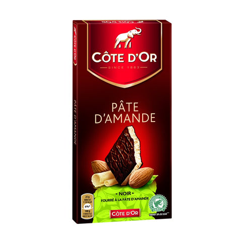 Chocolat Noir pâte d’amande - Dark chocolate filled with almond paste - Côte d'Or, 150g
