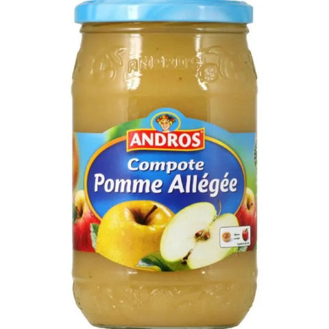 Compote de pomme allégée en sucre bocal - Apple compote low added sugar (glass jar) - Andros, 730g