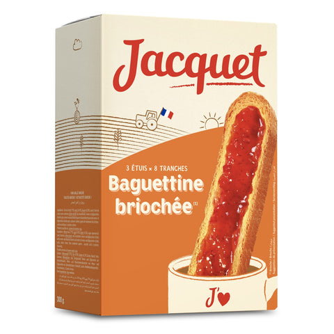 Baguettines briochées 24 tranches - All butter baguette-shaped toasts x 24 - Jacquet, 300g