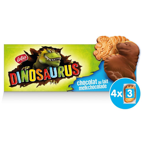 Dinosaurus chocolat lait 4 sachets de 3 biscuits -Milk chocolate Dinosaurus biscuits x 4 bags - Lotus, 225g