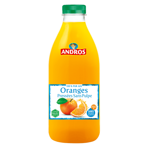 Oranges pressées - Fresh orange juice glass bottle - Andros, 1L