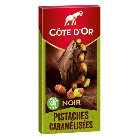 Chocolat Noir & pistaches caramélisées - Dark chocolate & caramelized almond - Cote d’Or, 180g