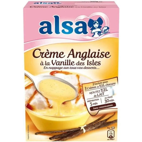 Crème anglaise à la vanille des iles 3 sachets de 100g - Crème anglaise mix vanilla flavoured -Alsa, 300g