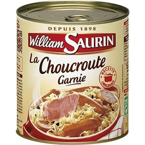 Choucroute garnie au vin blanc - Sauerkraut & sausages small tin - William Saurin, 400g