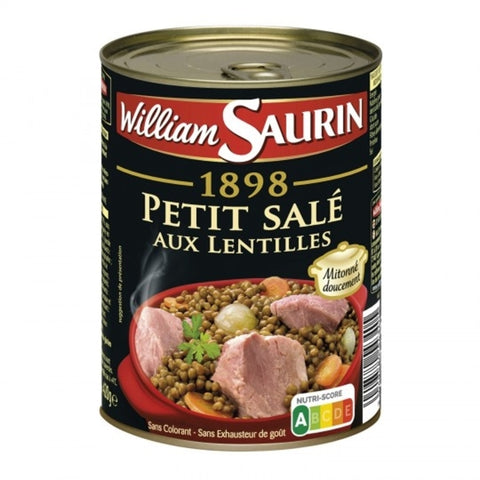 Petit salé aux lentilles - Baked lentils & pork meat small tin - William Saurin, 420g