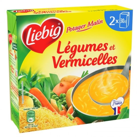 Pursoup légumes et vermicelles brick - Vegetable and vermicelli soup carton - Liébig ,2x30cl