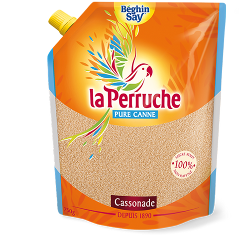 Cassonade La Perruche sachet souple avec bouchon - Cane sugar in pouch with lid - Béghin-Say, 750g