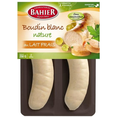 Boudin blanc nature x 2 portions - White pudding x 2 portions - Bahier, 250g