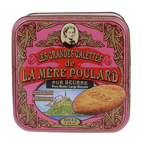 Grandes galettes du Mont St Michel pur beurre x12 boite - Large plain butter biscuits from Mont St Michel - Mère Poulard, 202.5g