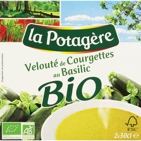 Soupe BIO velouté courgettes & basilic - Organic soup courgettes & basil - La Potagère 2 x 30cl
