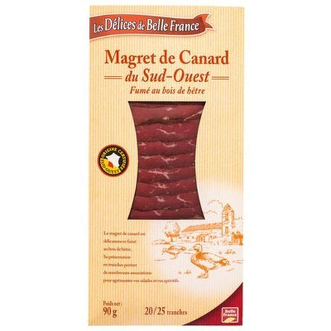 Magret de canard fumé tranché 18/20 tranches environ - Smoked duck breast 18/20 slices - Belle France, 90g