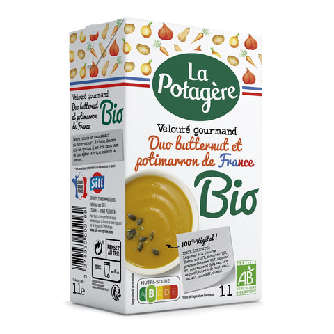 Soupe BIO velouté Duo butternut & potimarron - Organic soup Butternut squash & potimarron - La Potagère ,1L