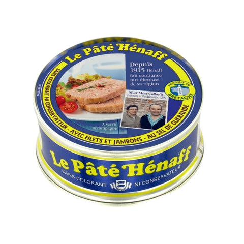 Pâté de porc, avec filets et jambons conserve - Pork meat and ham pate' tinned -Hénaff, 154g