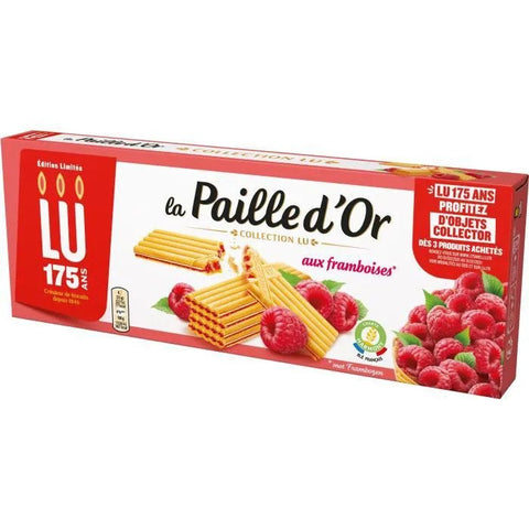 Paille d'Or gaufrettes à la framboise - Paille d’Or Raspberry filled wafers biscuits - LU, 170g