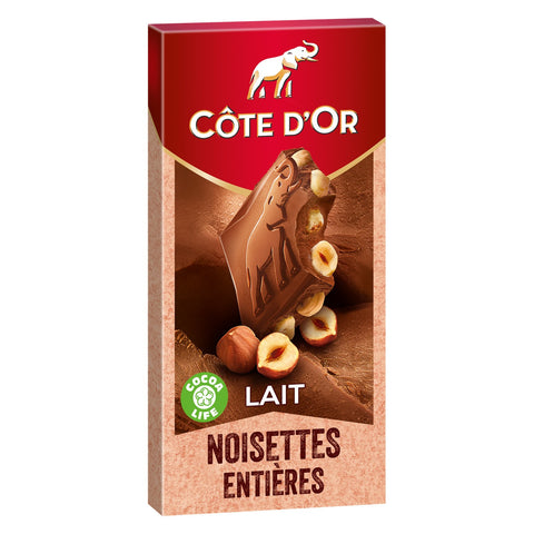 Bloc chocolat au lait & noisettes entières - Belgian milk chocolate & hazelnut - Côte d'Or, 180g