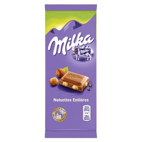Chocolat au lait et noisettes Milka - Milk chocolate & hazelnuts - Milka, 100g