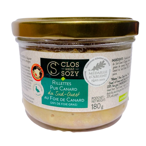 Clos Saint Sozy, Rillettes de Canard au Foie Gras - 180g - Le Vacherin Deli