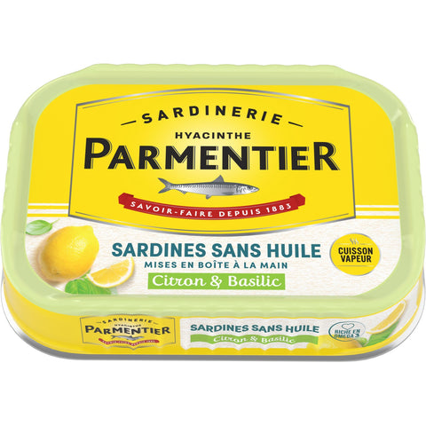 Sardines sans huile citron & basilic - Marinated sardines basil and lemon (no oil) - Parmentier 135g