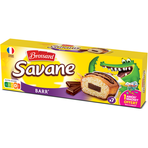 Savane Pocket barre de chocolat x 7 - Mini Savane cakes filled with choc bar x 7 - Brossard, 189g